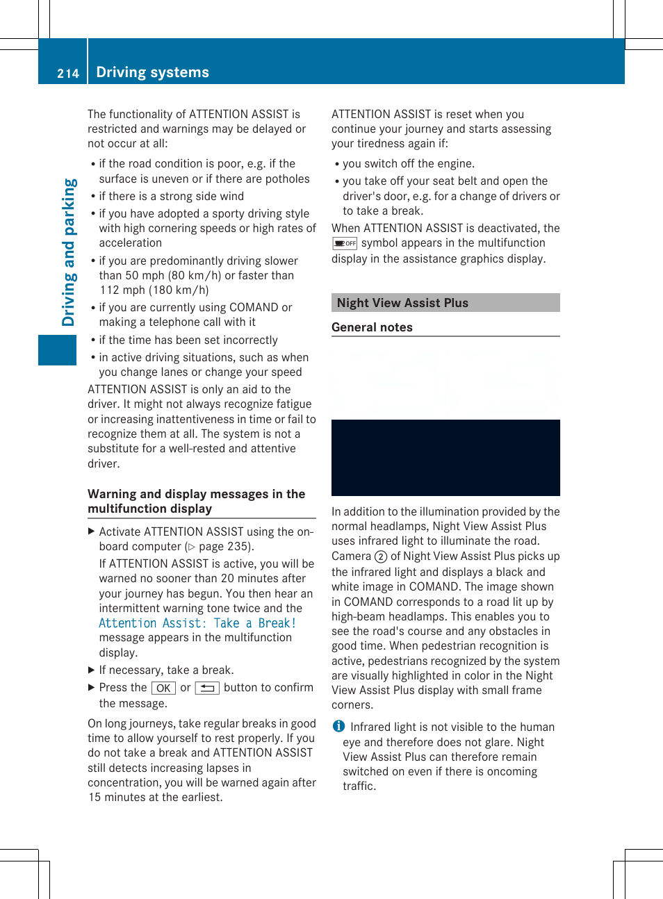 Driving and parking, Driving systems | Mercedes-Benz SL-Class 2014 Owners Manual User Manual | Page 216 / 618