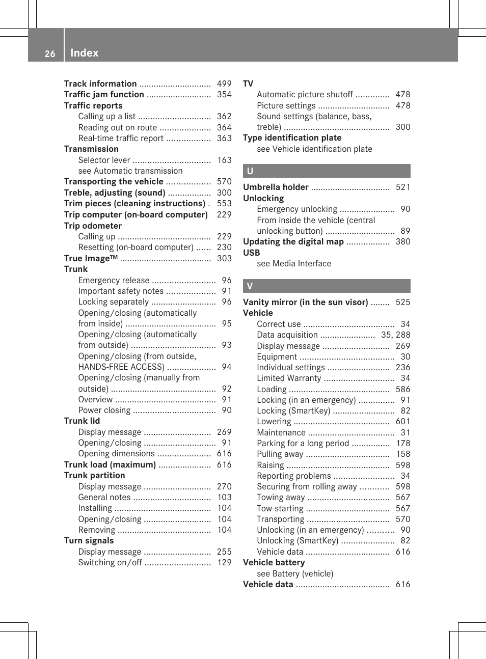 Index | Mercedes-Benz SL-Class 2014 Owners Manual User Manual | Page 28 / 618
