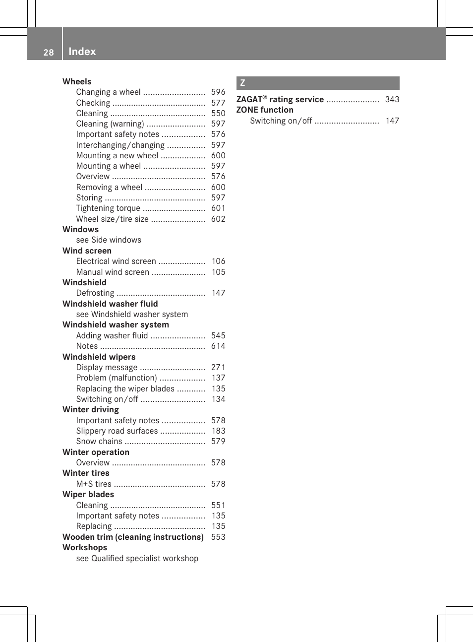 Index | Mercedes-Benz SL-Class 2014 Owners Manual User Manual | Page 30 / 618
