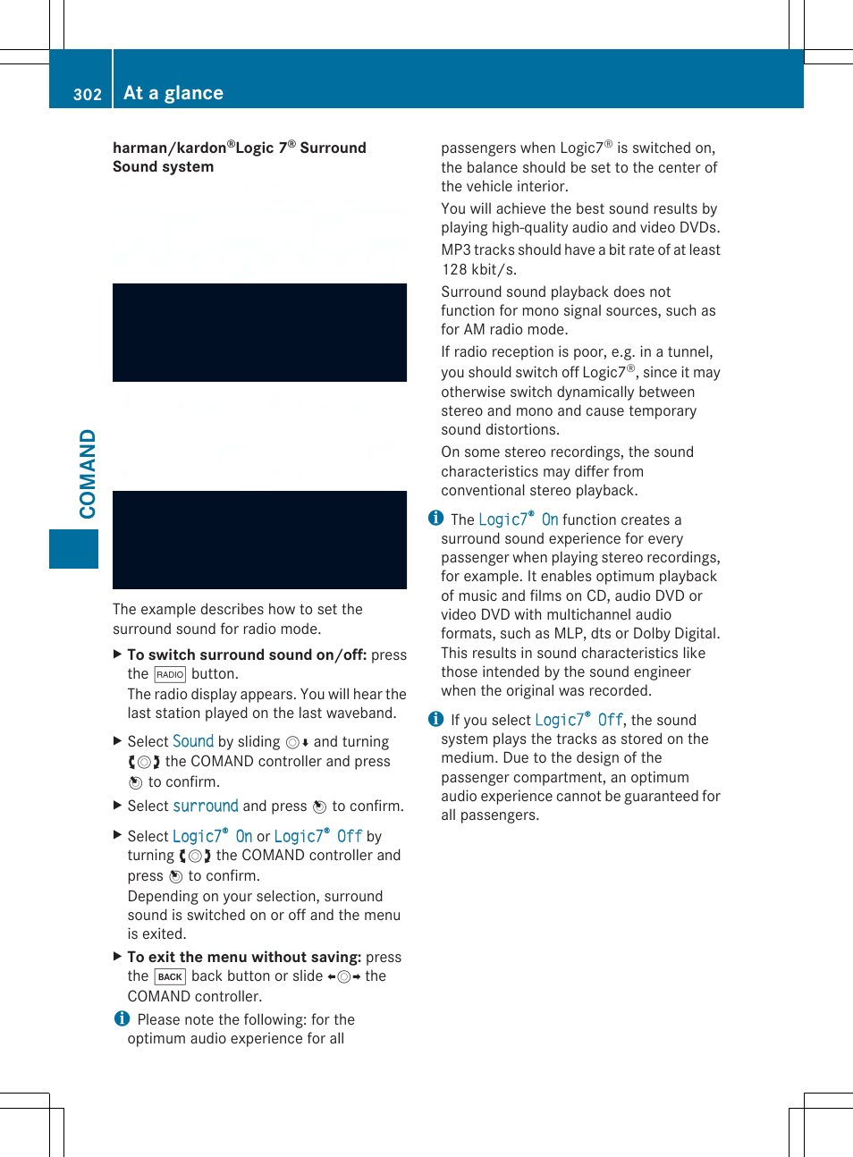 Comand, At a glance | Mercedes-Benz SL-Class 2014 Owners Manual User Manual | Page 304 / 618