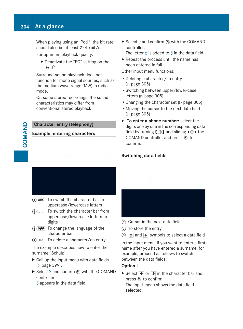 Comand, At a glance | Mercedes-Benz SL-Class 2014 Owners Manual User Manual | Page 306 / 618