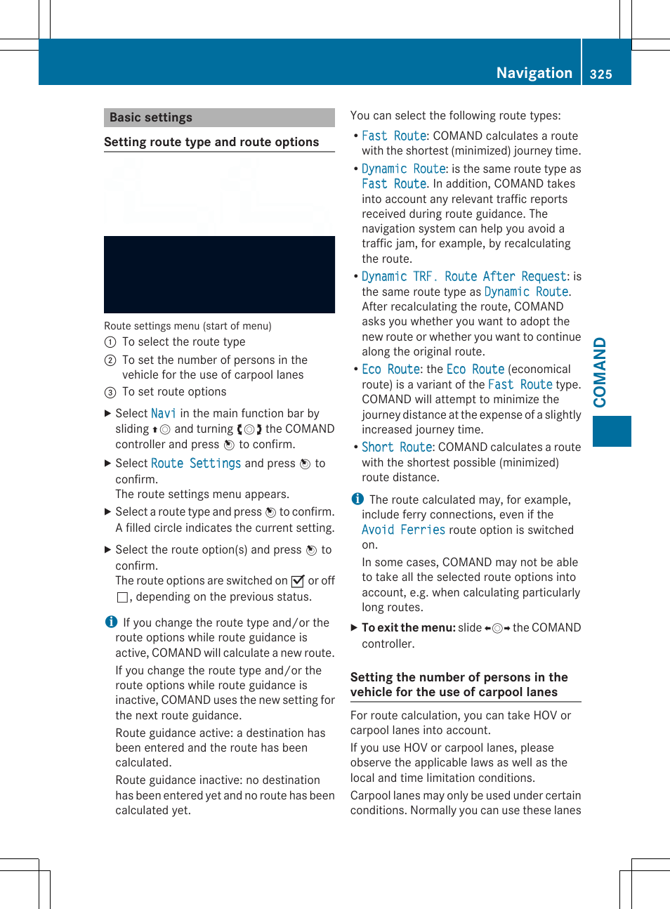 Co ma nd, Navigation | Mercedes-Benz SL-Class 2014 Owners Manual User Manual | Page 327 / 618