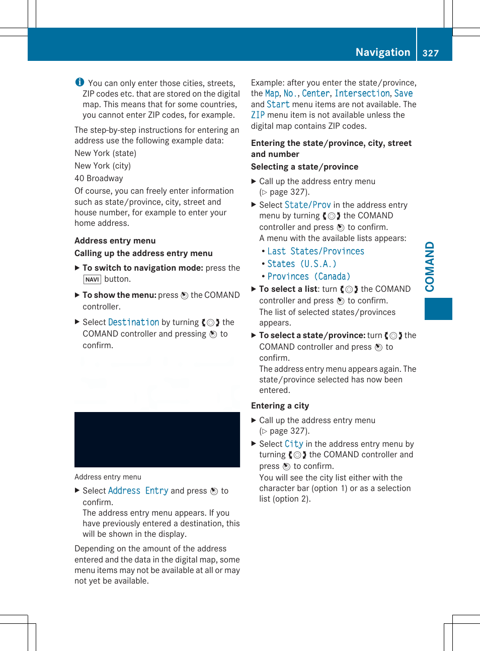 Comand, Navigation | Mercedes-Benz SL-Class 2014 Owners Manual User Manual | Page 329 / 618