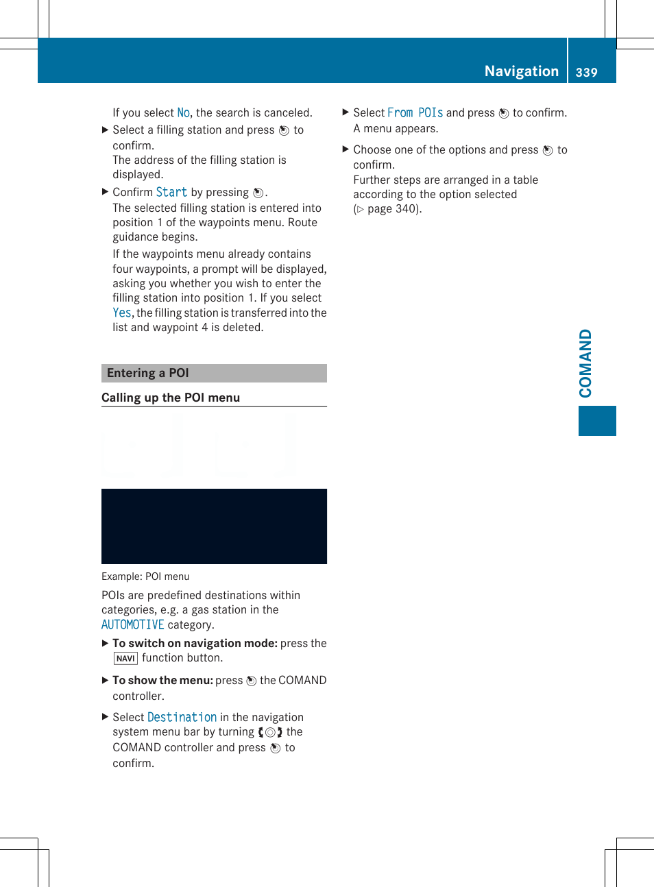 Comand, Navigation | Mercedes-Benz SL-Class 2014 Owners Manual User Manual | Page 341 / 618