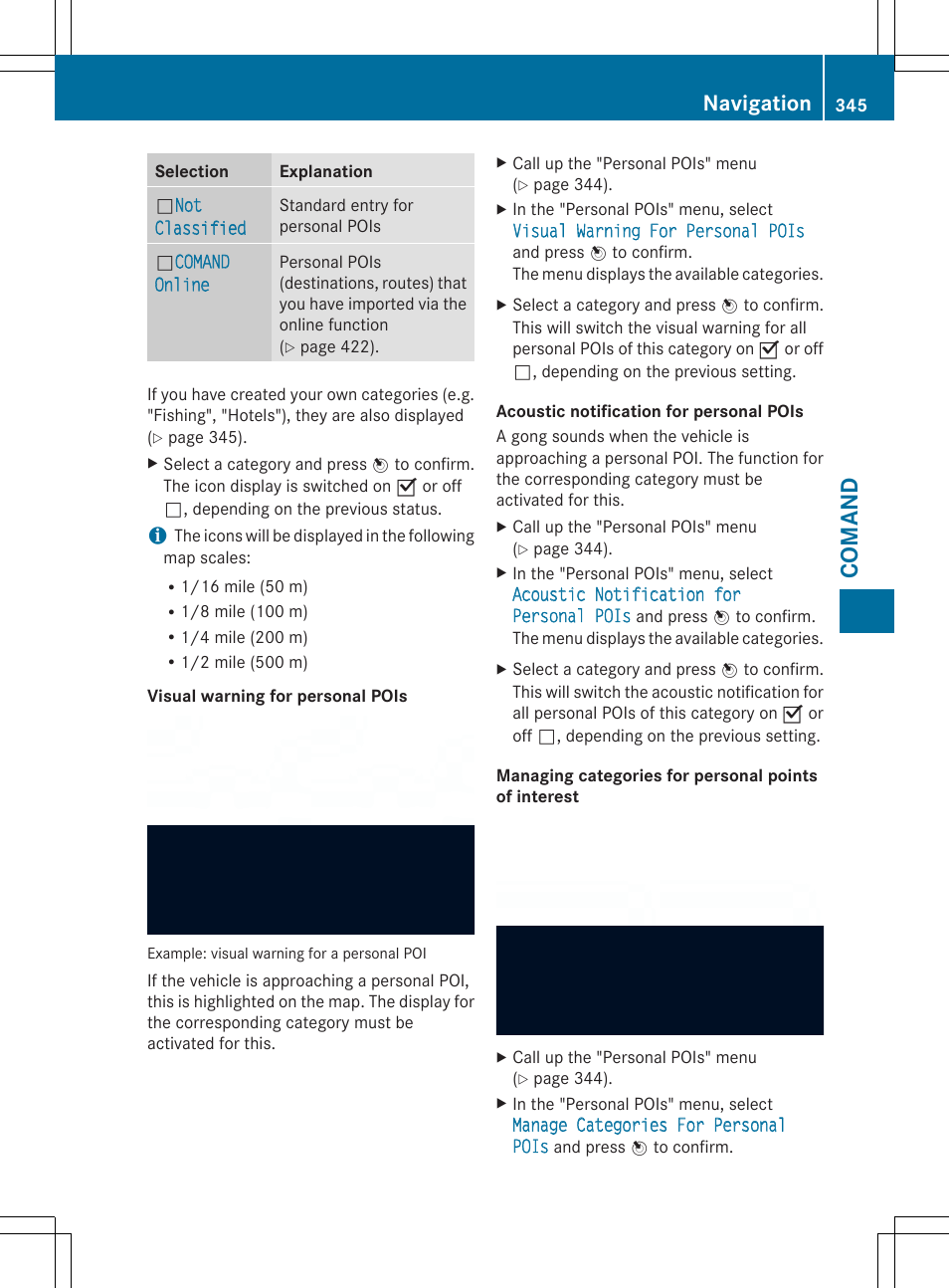 Comand, Navigation | Mercedes-Benz SL-Class 2014 Owners Manual User Manual | Page 347 / 618