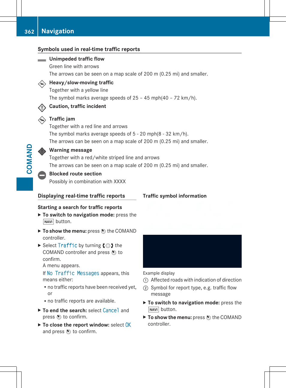 Comand, Navigation | Mercedes-Benz SL-Class 2014 Owners Manual User Manual | Page 364 / 618