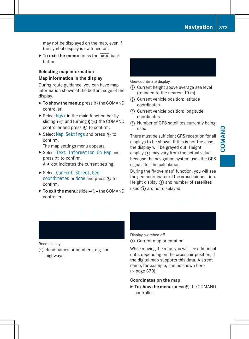 Comand, Navigation | Mercedes-Benz SL-Class 2014 Owners Manual User Manual | Page 375 / 618
