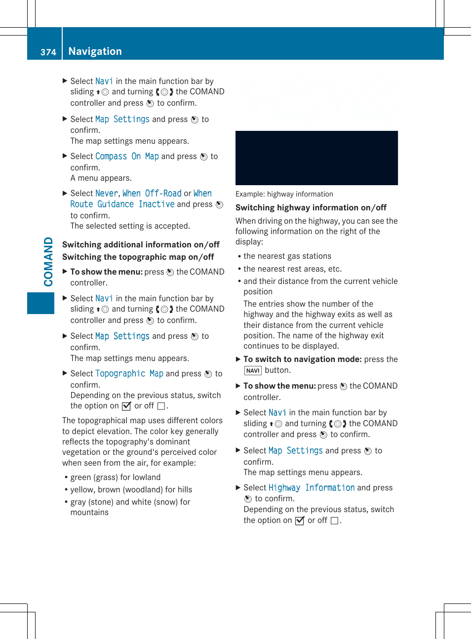 Co ma nd, Navigation | Mercedes-Benz SL-Class 2014 Owners Manual User Manual | Page 376 / 618
