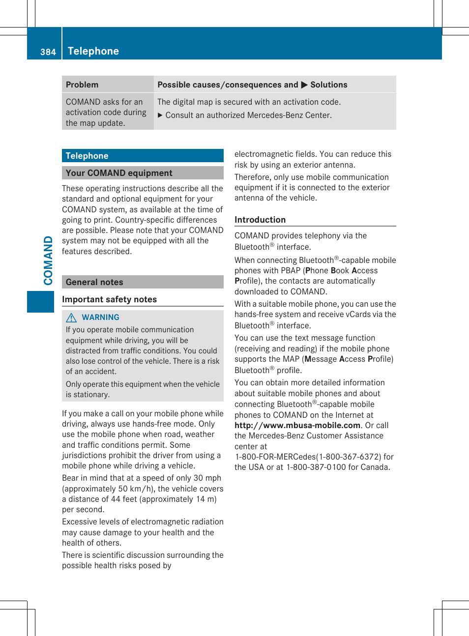 Comand, Telephone | Mercedes-Benz SL-Class 2014 Owners Manual User Manual | Page 386 / 618