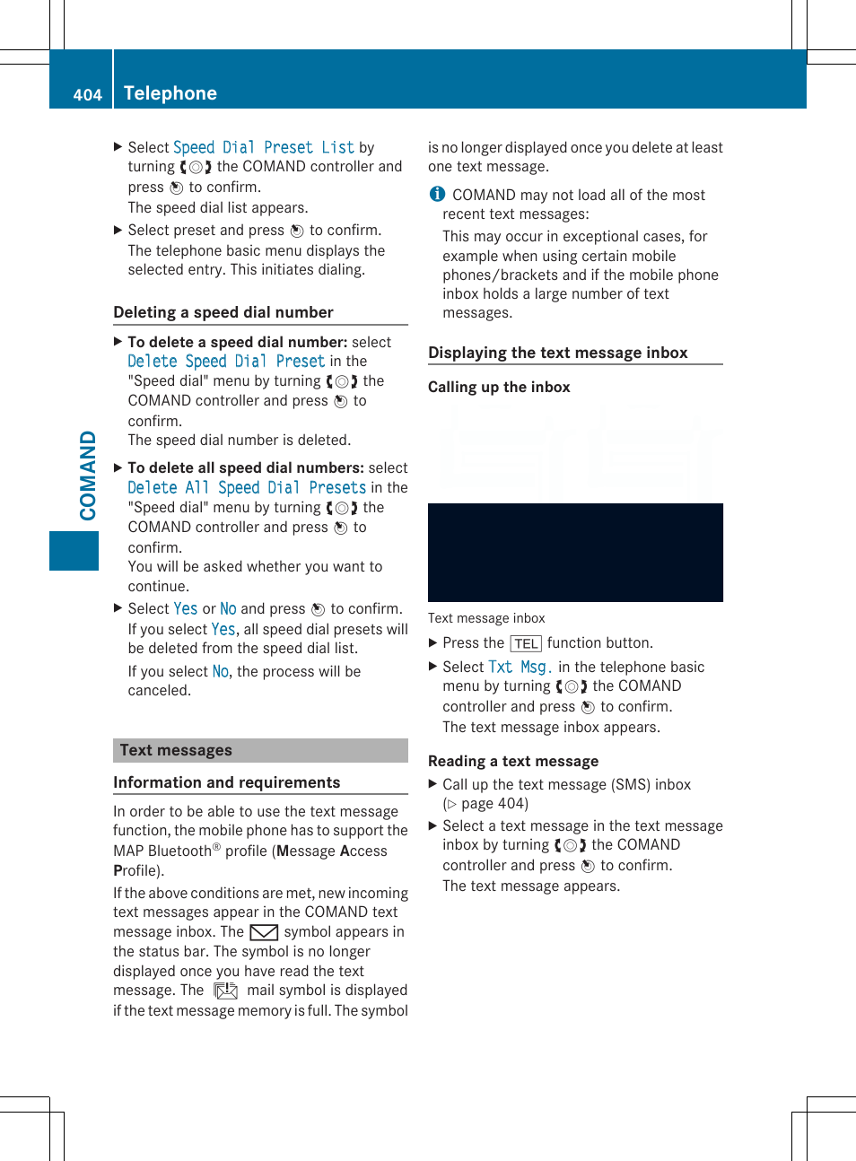 Co ma nd, Telephone | Mercedes-Benz SL-Class 2014 Owners Manual User Manual | Page 406 / 618