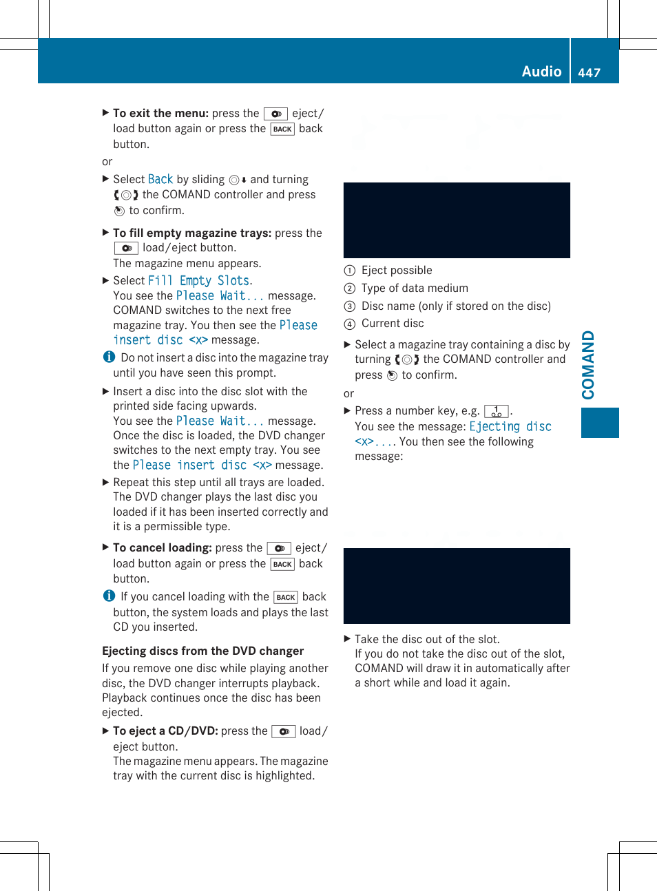 Co ma nd, Audio | Mercedes-Benz SL-Class 2014 Owners Manual User Manual | Page 449 / 618