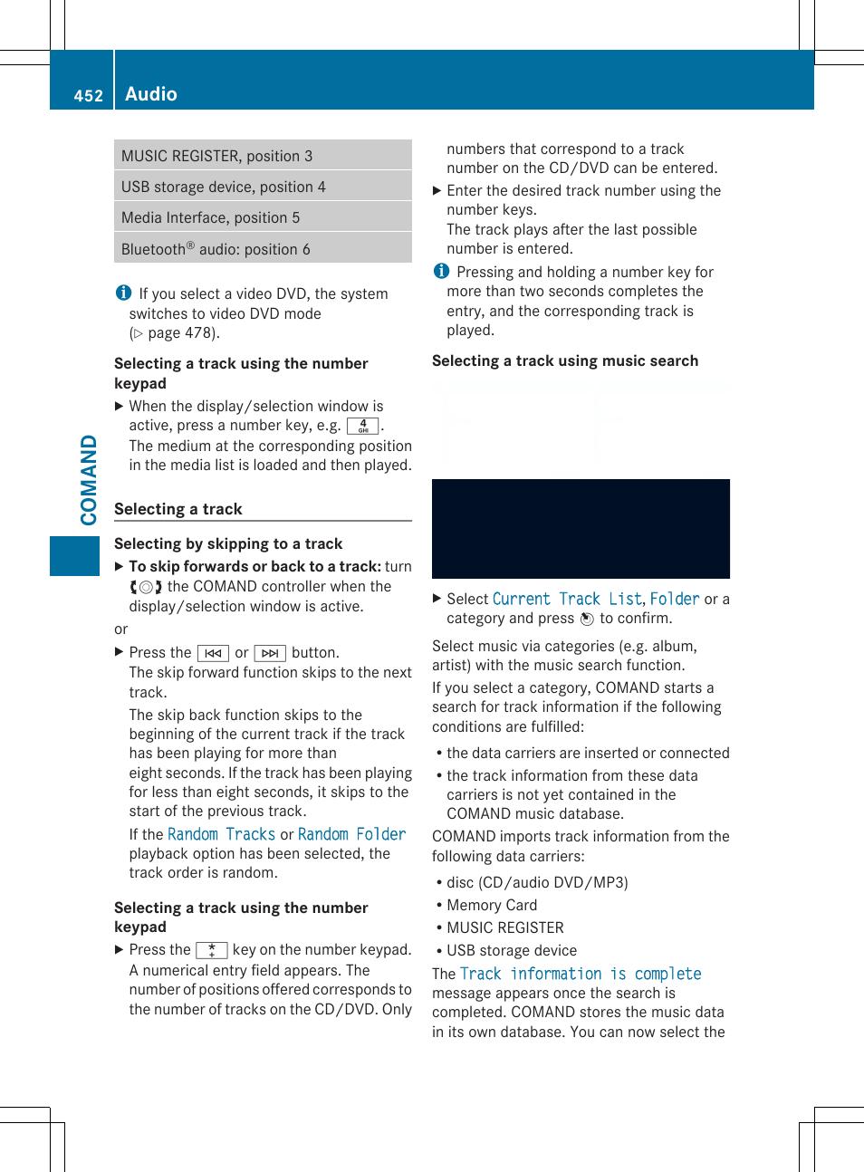 Comand, Audio | Mercedes-Benz SL-Class 2014 Owners Manual User Manual | Page 454 / 618