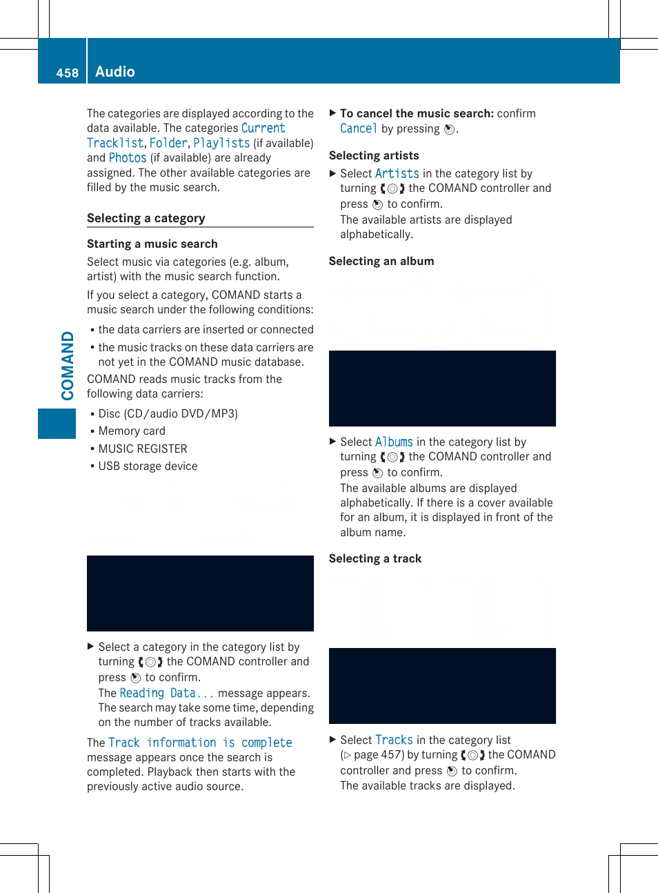Comand, Audio | Mercedes-Benz SL-Class 2014 Owners Manual User Manual | Page 460 / 618