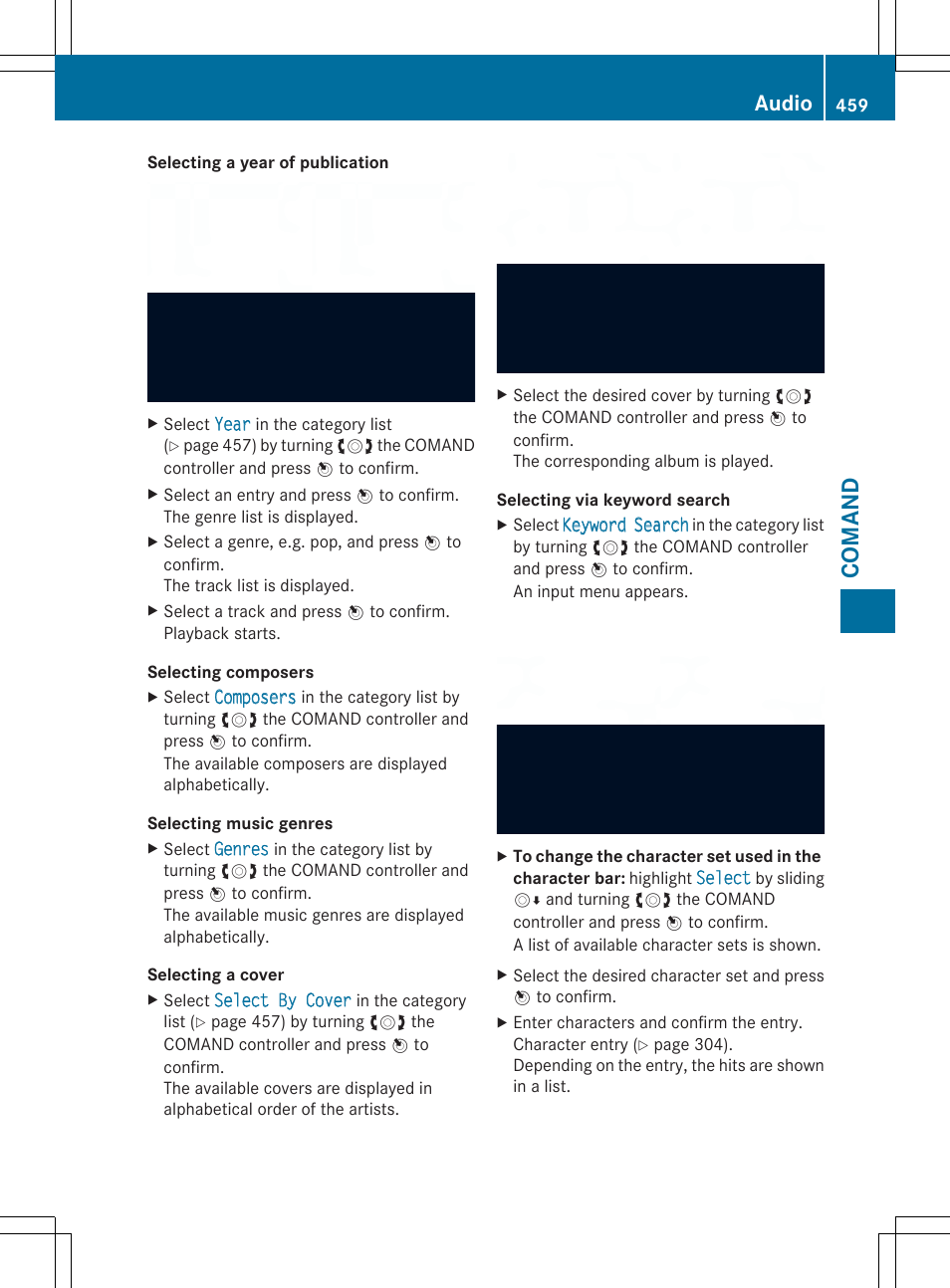 Comand, Audio | Mercedes-Benz SL-Class 2014 Owners Manual User Manual | Page 461 / 618