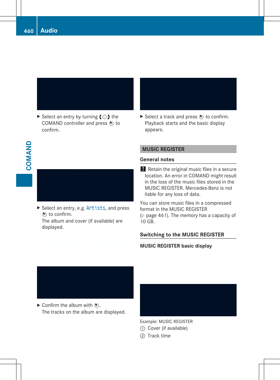 Co ma nd, Audio | Mercedes-Benz SL-Class 2014 Owners Manual User Manual | Page 462 / 618
