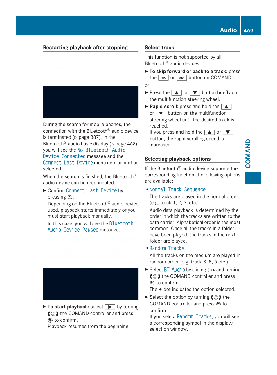 Co ma nd, Audio | Mercedes-Benz SL-Class 2014 Owners Manual User Manual | Page 471 / 618