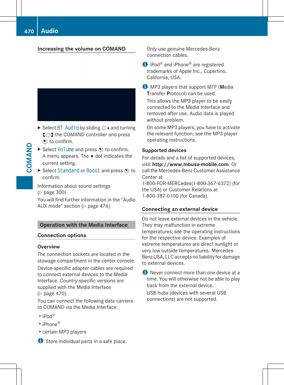 Comand, Audio | Mercedes-Benz SL-Class 2014 Owners Manual User Manual | Page 472 / 618