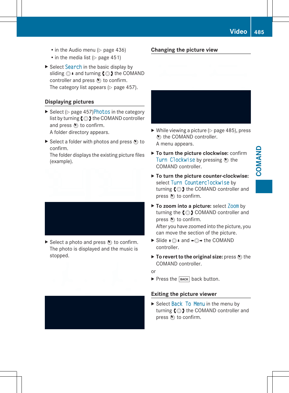 Comand, Video | Mercedes-Benz SL-Class 2014 Owners Manual User Manual | Page 487 / 618