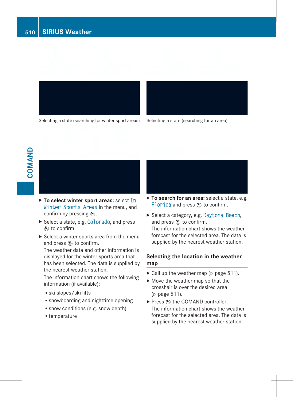 Comand, Sirius weather | Mercedes-Benz SL-Class 2014 Owners Manual User Manual | Page 512 / 618