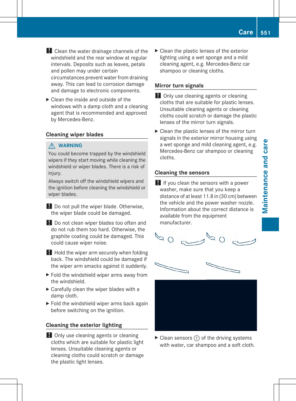 Maintenance and care, Care | Mercedes-Benz SL-Class 2014 Owners Manual User Manual | Page 553 / 618