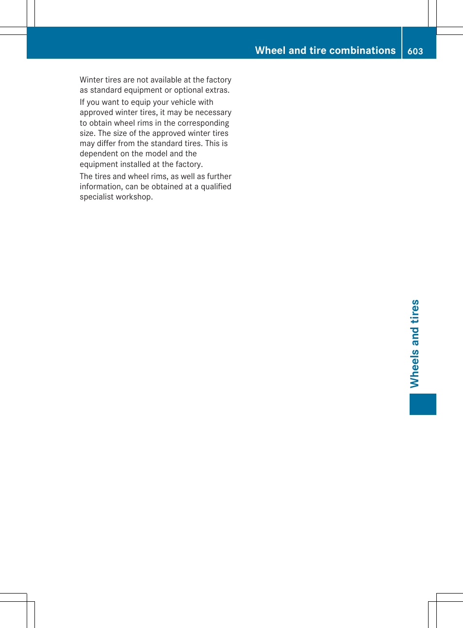 Wheels and tires, Wheel and tire combinations | Mercedes-Benz SL-Class 2014 Owners Manual User Manual | Page 605 / 618