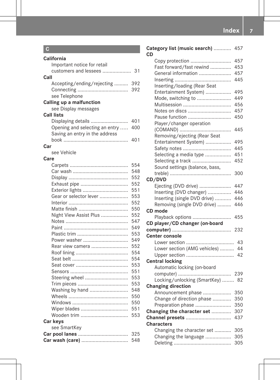 Index | Mercedes-Benz SL-Class 2014 Owners Manual User Manual | Page 9 / 618