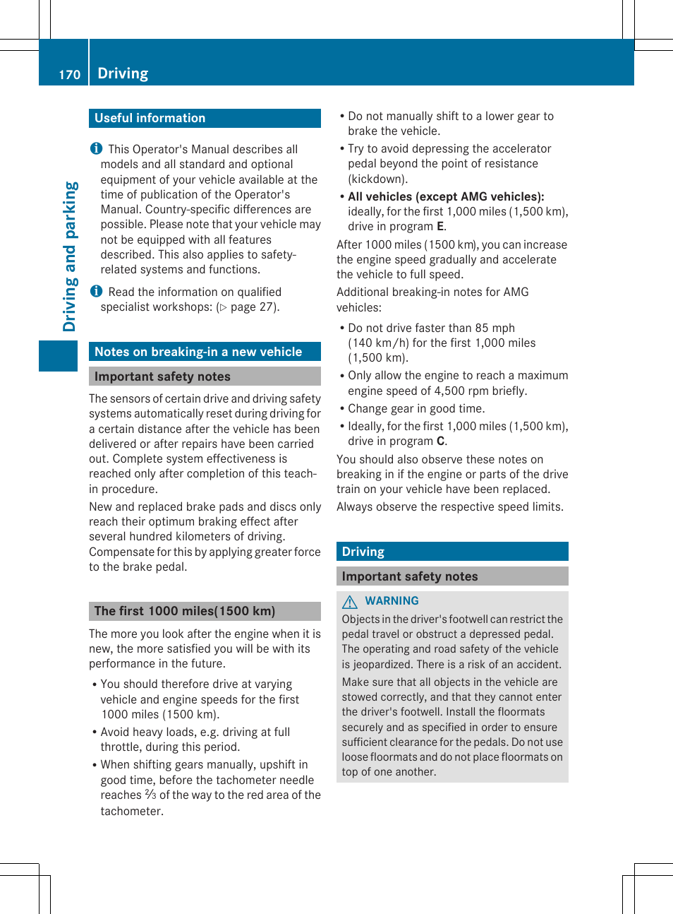 Driving and parking, Driving | Mercedes-Benz S-Class 2014 Owners Manual User Manual | Page 172 / 434
