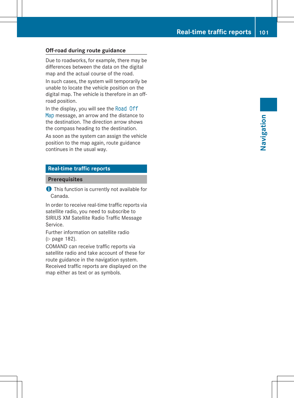 Navigation, Real-time traffic reports | Mercedes-Benz S-Class 2014 COMAND Manual User Manual | Page 103 / 278