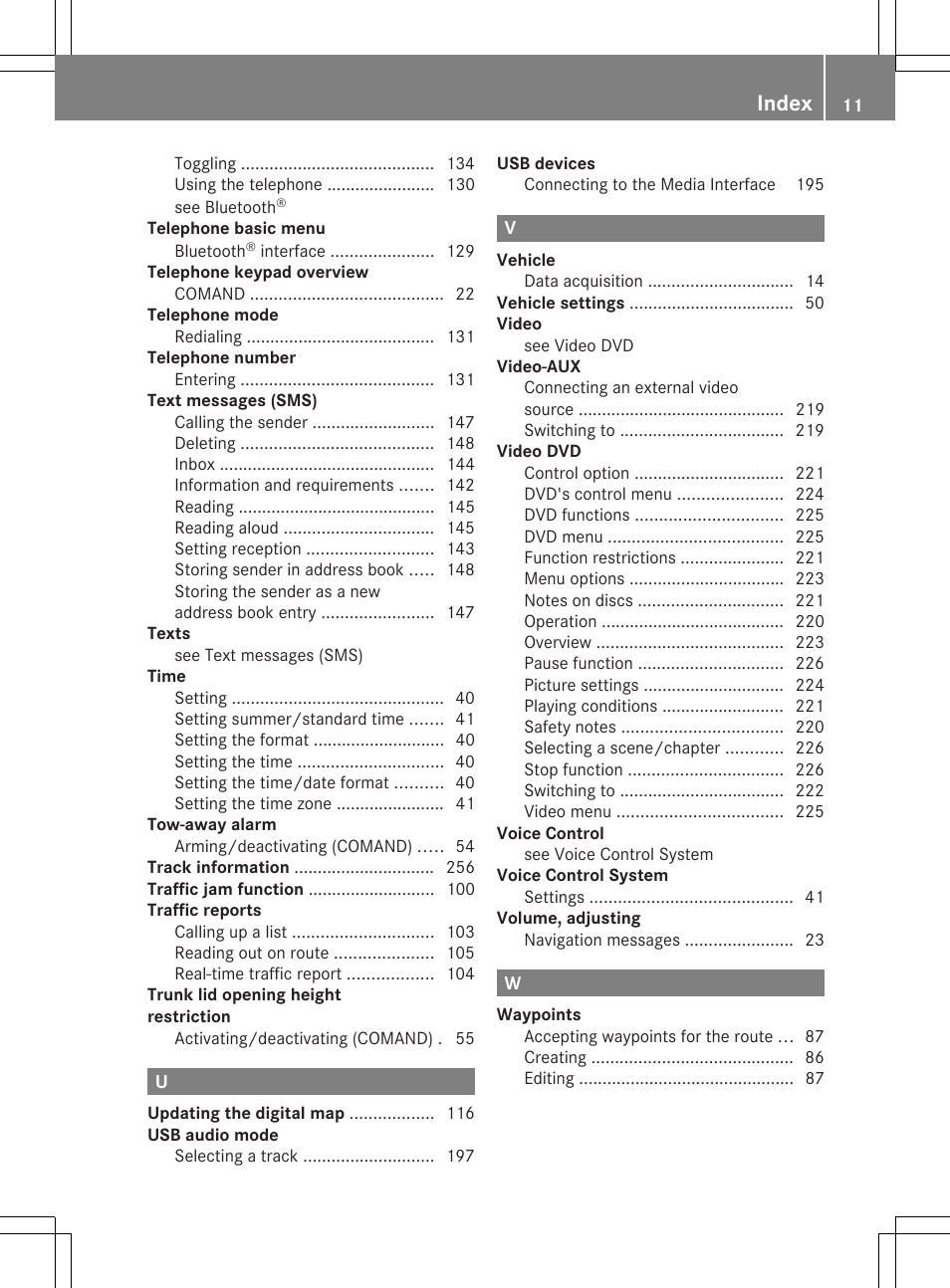 Index | Mercedes-Benz S-Class 2014 COMAND Manual User Manual | Page 13 / 278