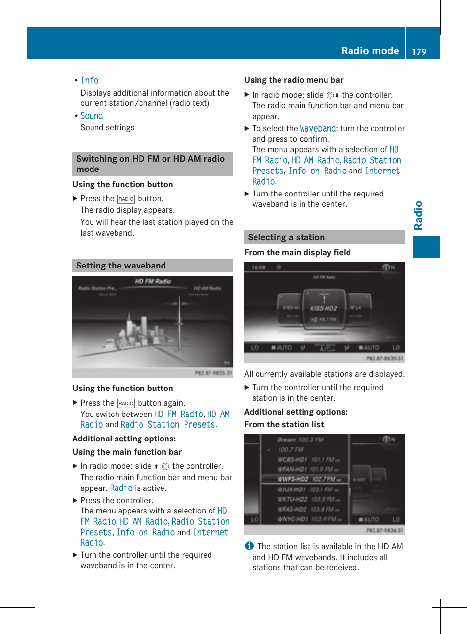 Radi o, Radio mode | Mercedes-Benz S-Class 2014 COMAND Manual User Manual | Page 181 / 278