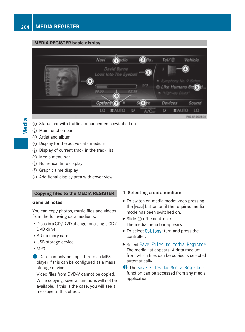 Media, Media register | Mercedes-Benz S-Class 2014 COMAND Manual User Manual | Page 206 / 278