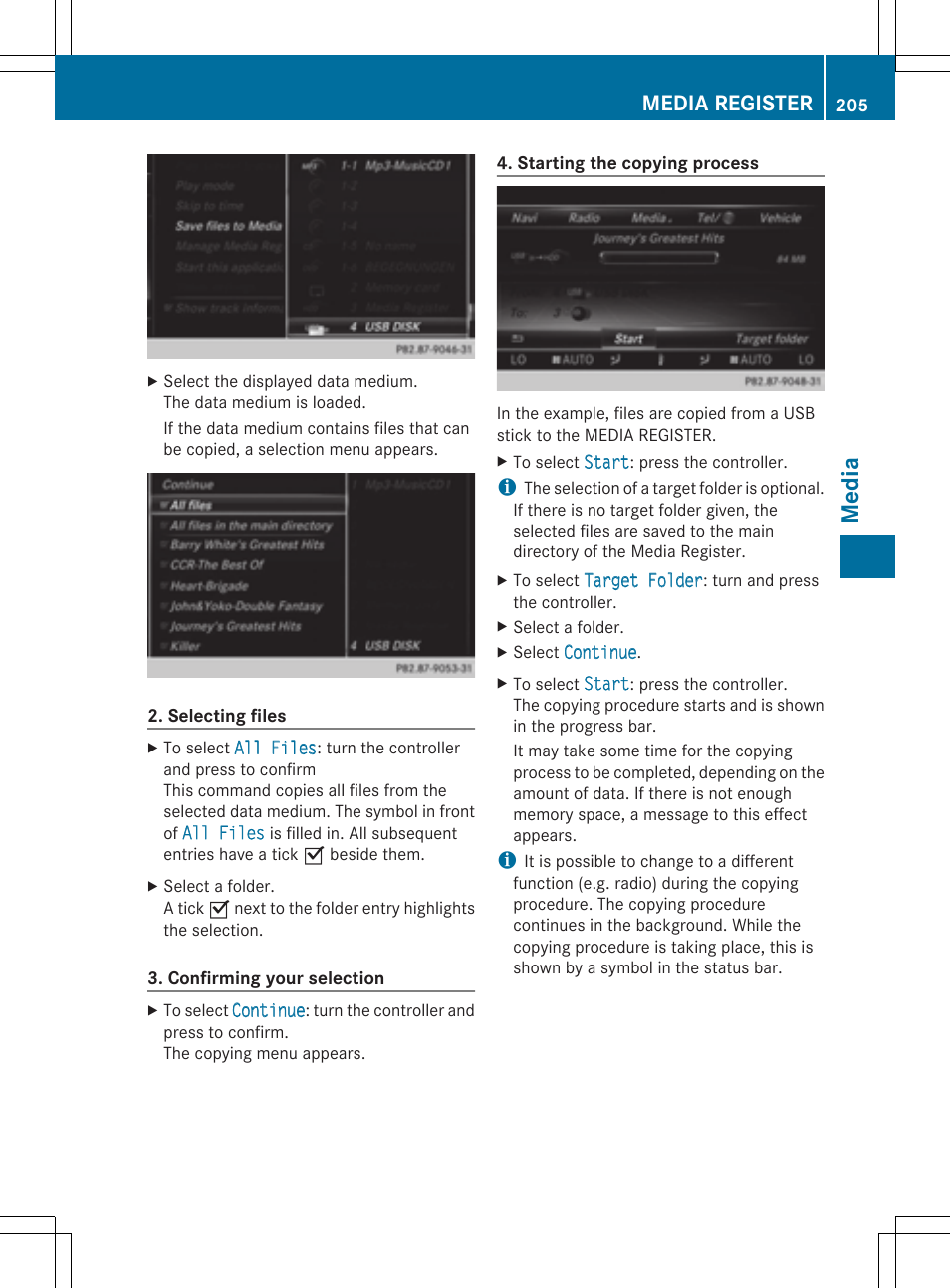 Medi a, Media register | Mercedes-Benz S-Class 2014 COMAND Manual User Manual | Page 207 / 278