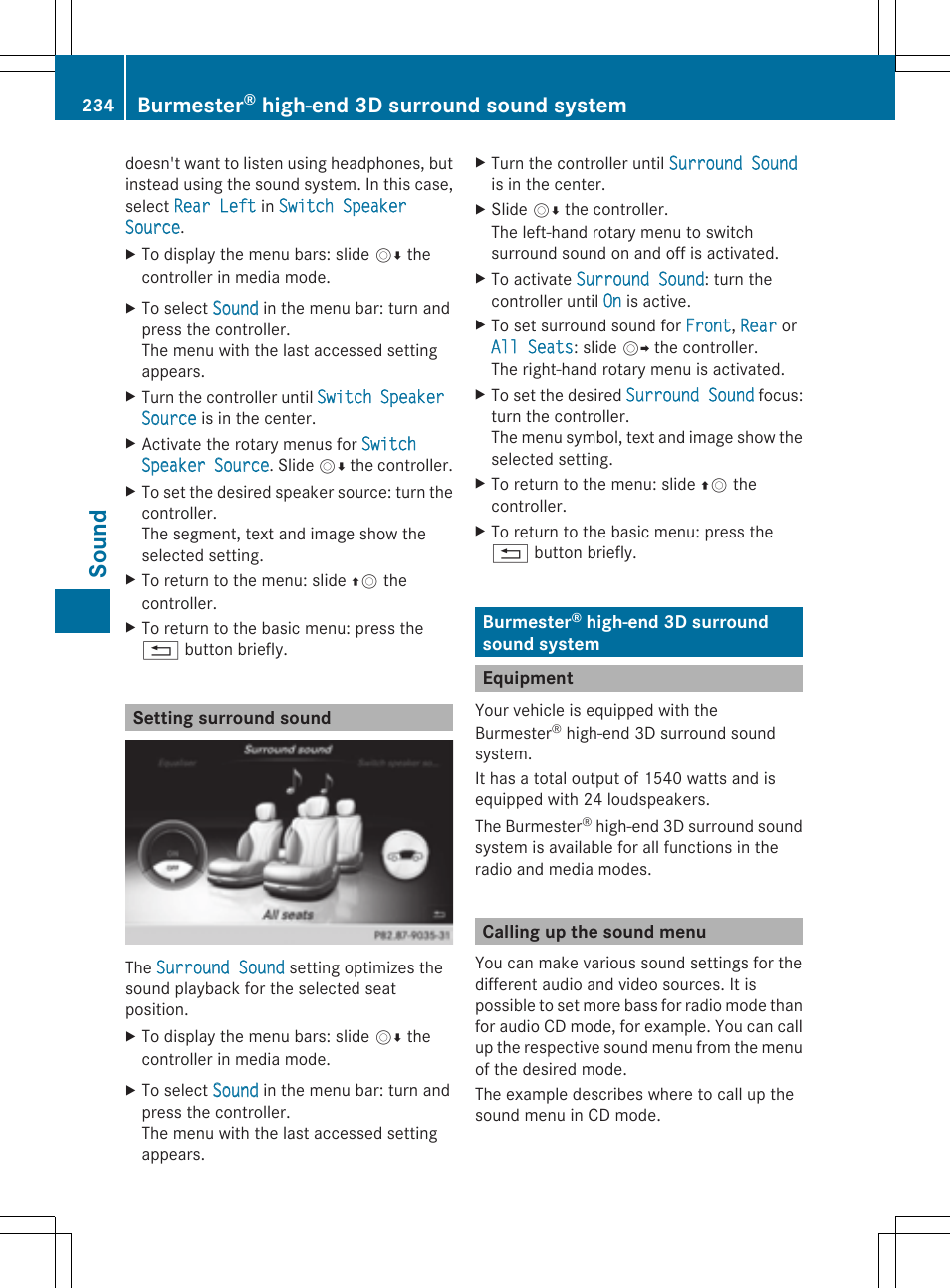 Sound, Burmester, High-end 3d surround sound system | Mercedes-Benz S-Class 2014 COMAND Manual User Manual | Page 236 / 278