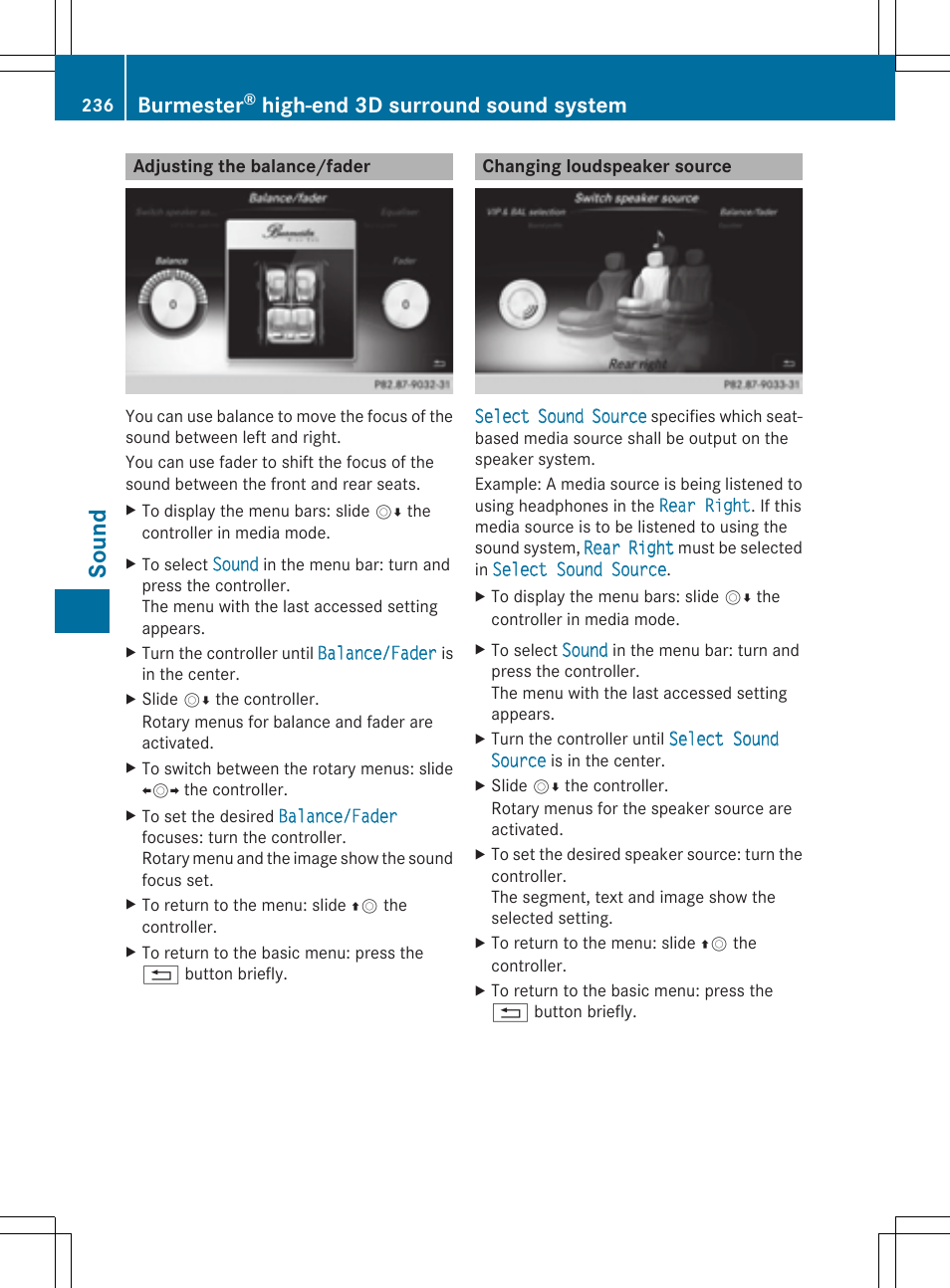 Sou nd, Burmester, High-end 3d surround sound system | Mercedes-Benz S-Class 2014 COMAND Manual User Manual | Page 238 / 278