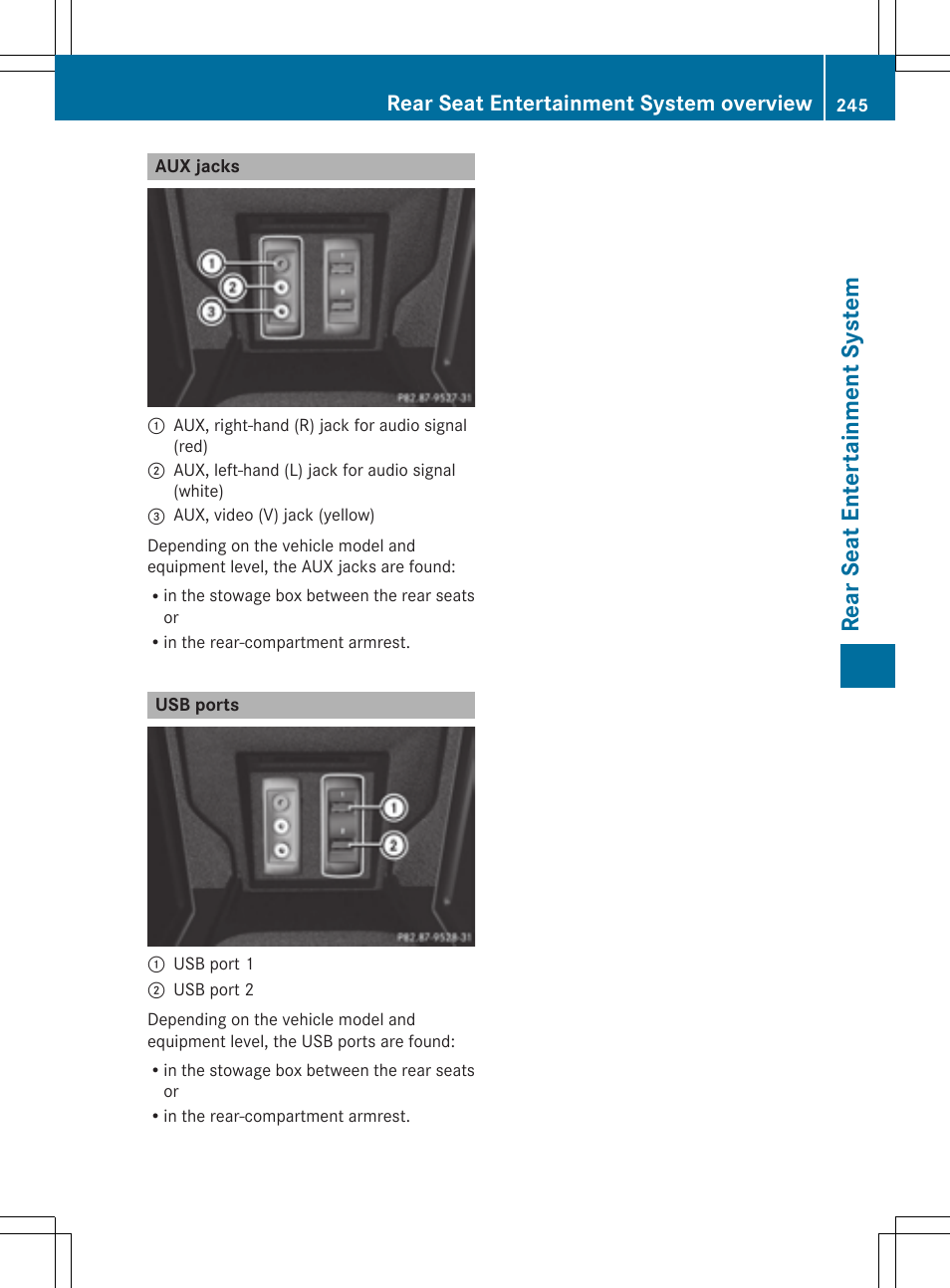 Rea rse at ent er tai nme nt sy ste m, Rear seat entertainment system overview | Mercedes-Benz S-Class 2014 COMAND Manual User Manual | Page 247 / 278