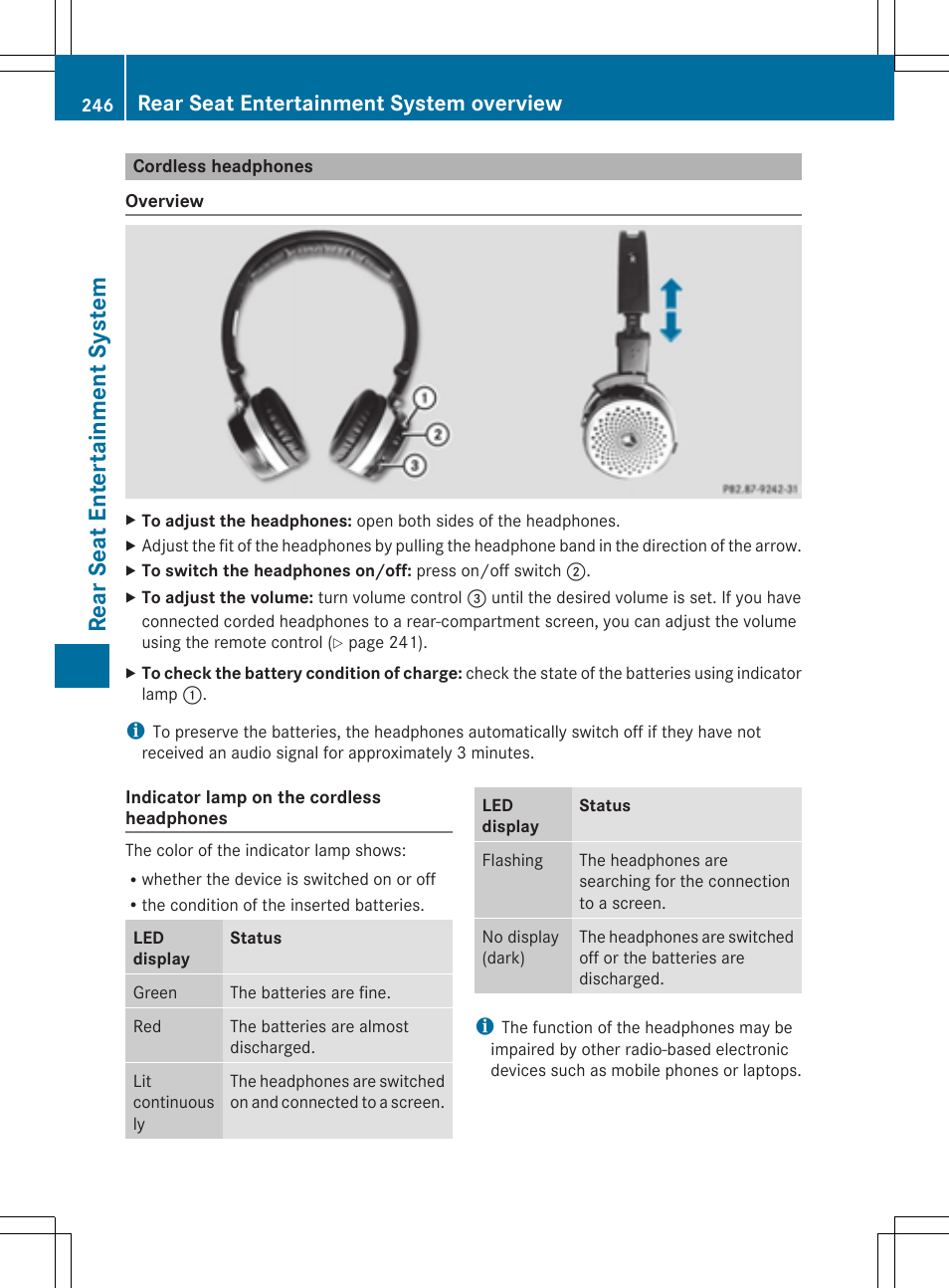 Rea rseat ent ert ainm ent syst em, Rear seat entertainment system overview | Mercedes-Benz S-Class 2014 COMAND Manual User Manual | Page 248 / 278