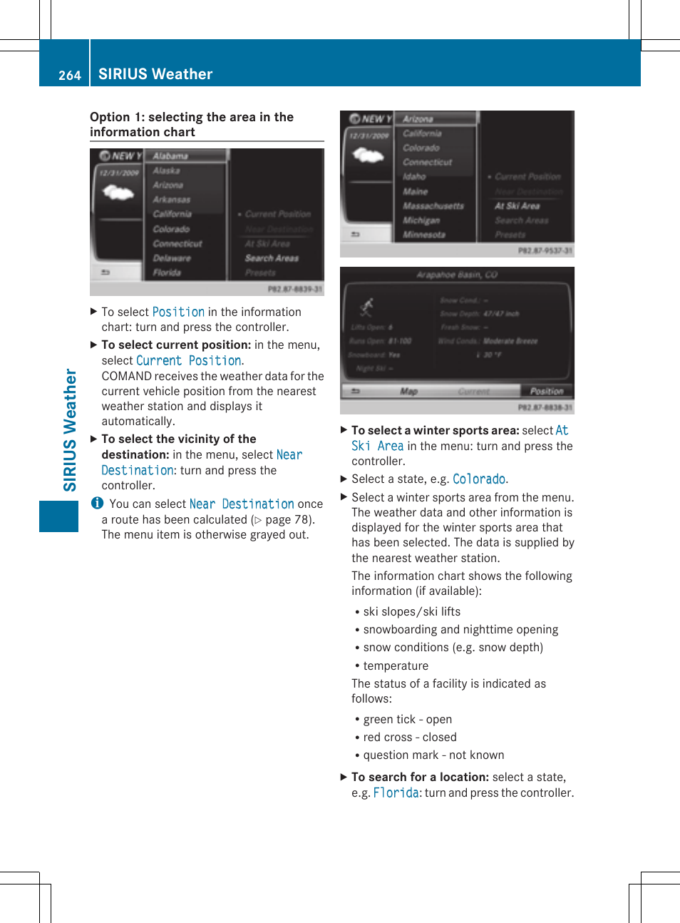 Sirius weather | Mercedes-Benz S-Class 2014 COMAND Manual User Manual | Page 266 / 278