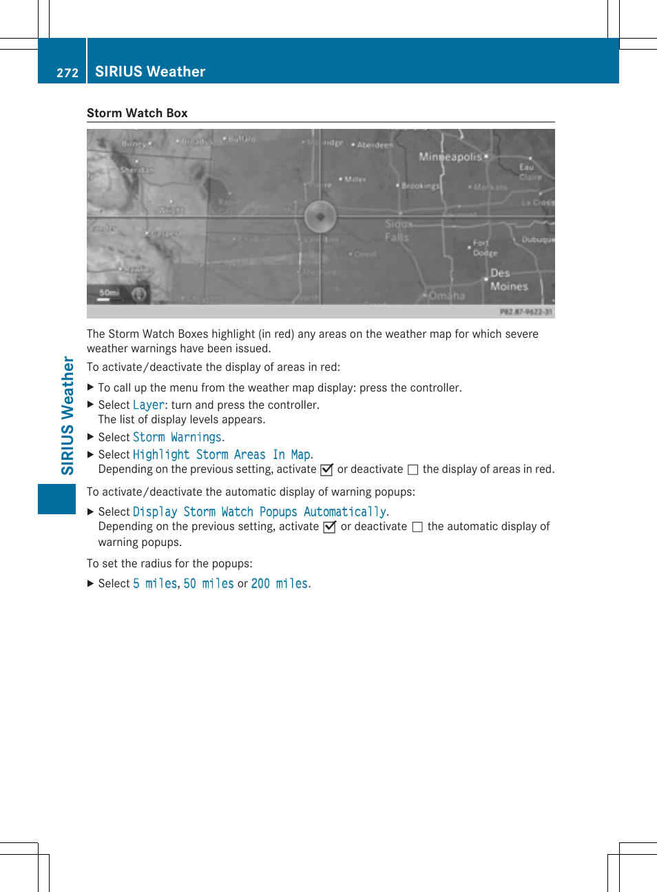Sirius weather | Mercedes-Benz S-Class 2014 COMAND Manual User Manual | Page 274 / 278