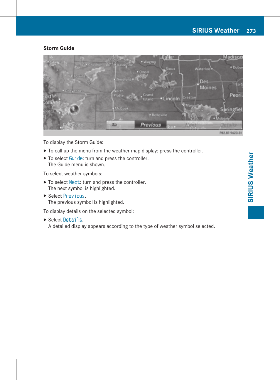 Sirius weather | Mercedes-Benz S-Class 2014 COMAND Manual User Manual | Page 275 / 278