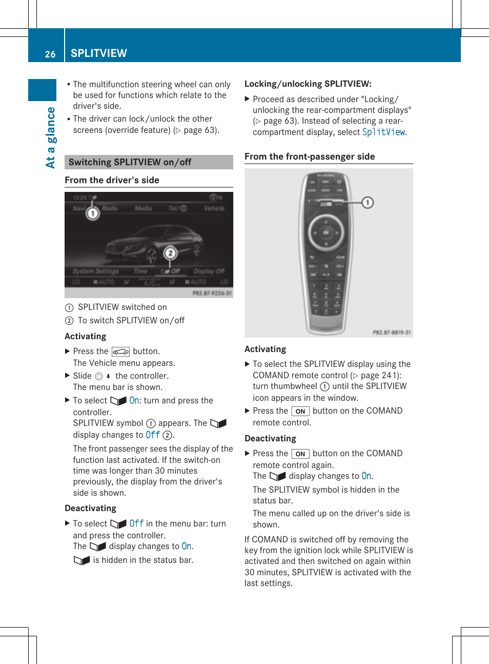 At a glance, Splitview | Mercedes-Benz S-Class 2014 COMAND Manual User Manual | Page 28 / 278