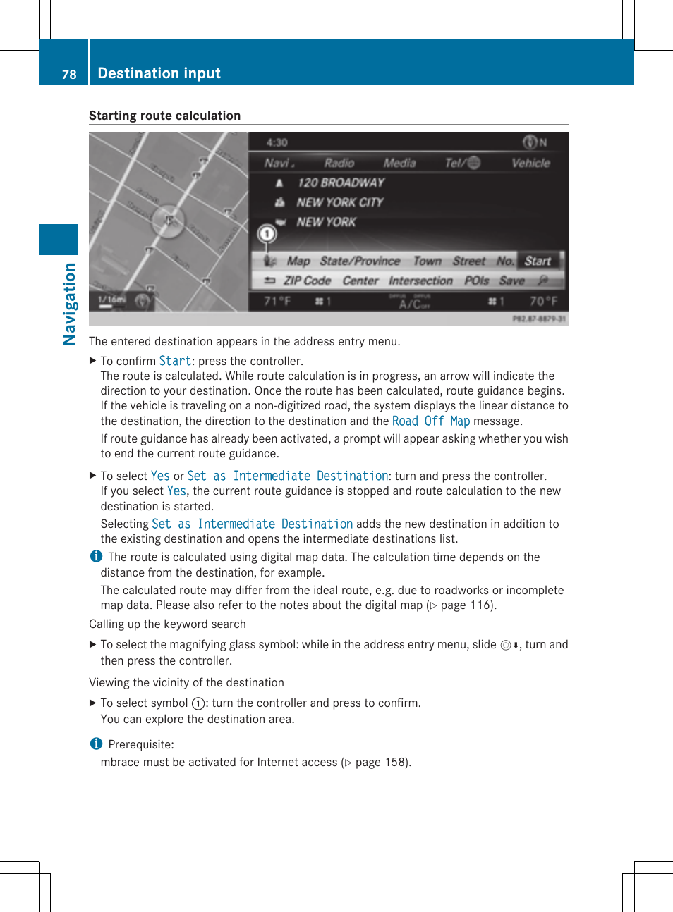 Navigation, Destination input | Mercedes-Benz S-Class 2014 COMAND Manual User Manual | Page 80 / 278