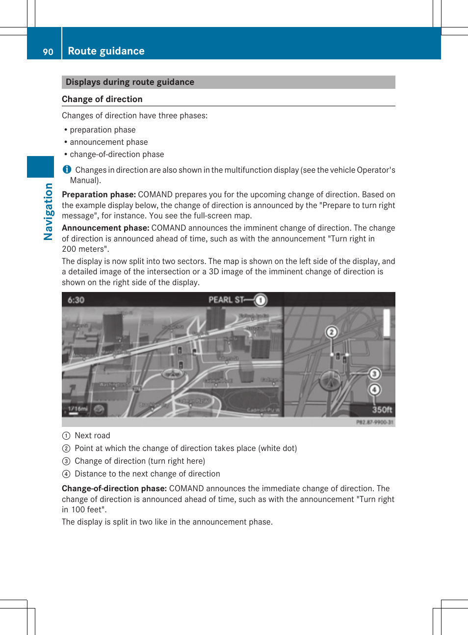 Navi ga tio n, Route guidance | Mercedes-Benz S-Class 2014 COMAND Manual User Manual | Page 92 / 278