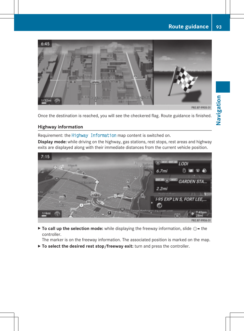 Navigation, Route guidance | Mercedes-Benz S-Class 2014 COMAND Manual User Manual | Page 95 / 278