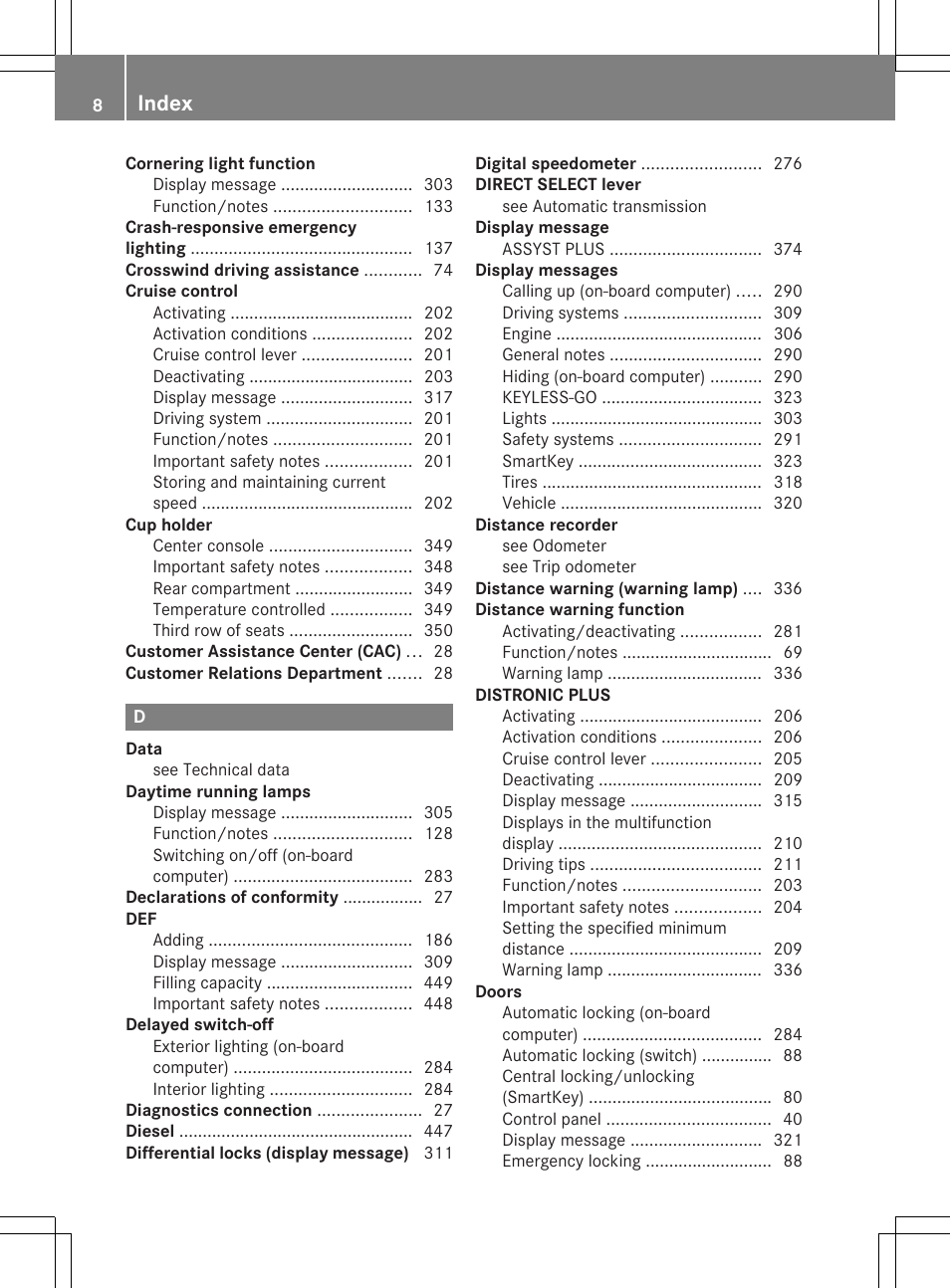Index | Mercedes-Benz GL-Class 2014 Owners Manual User Manual | Page 10 / 462