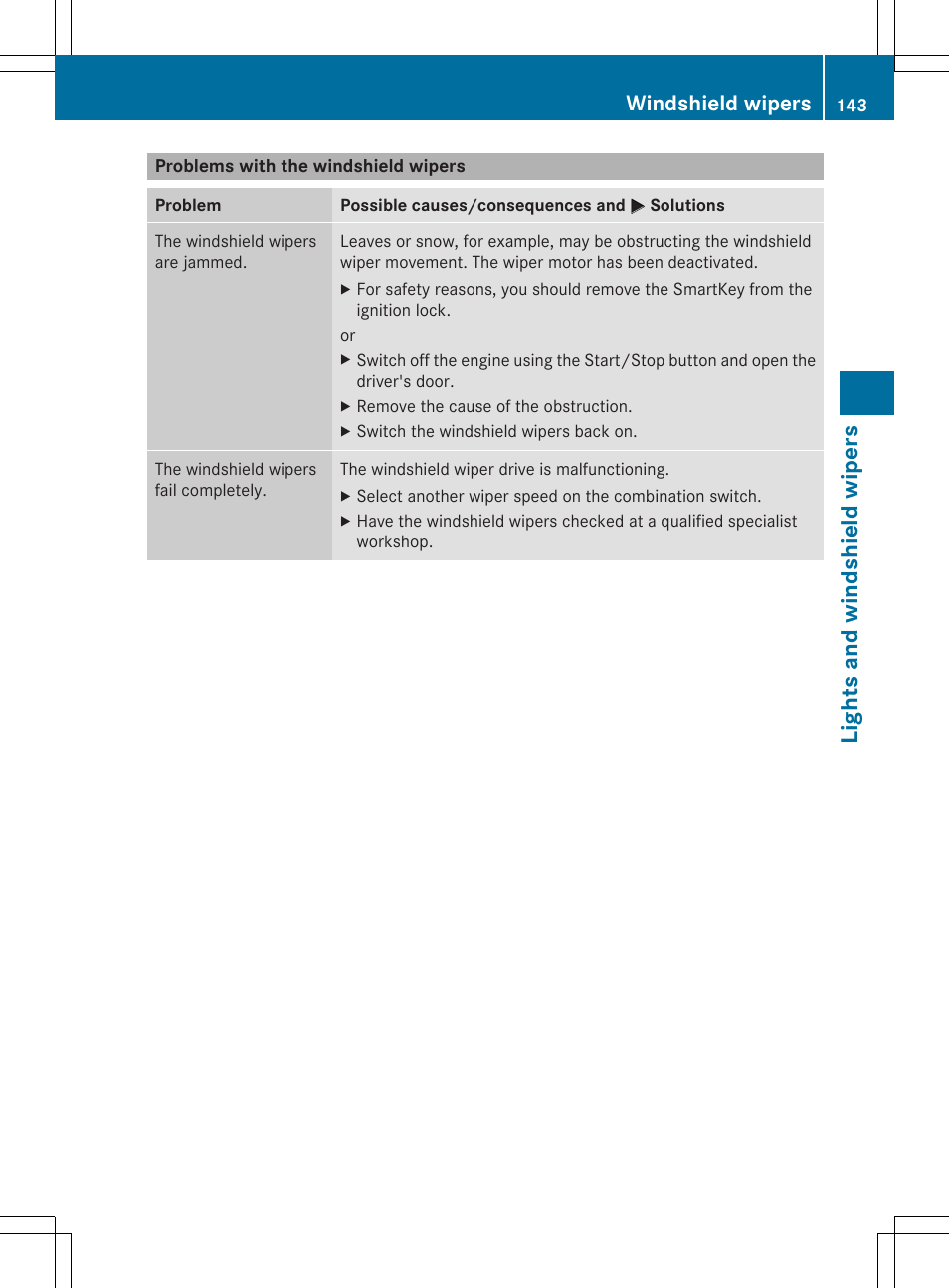 Lights and windshield wipers, Windshield wipers | Mercedes-Benz GL-Class 2014 Owners Manual User Manual | Page 145 / 462