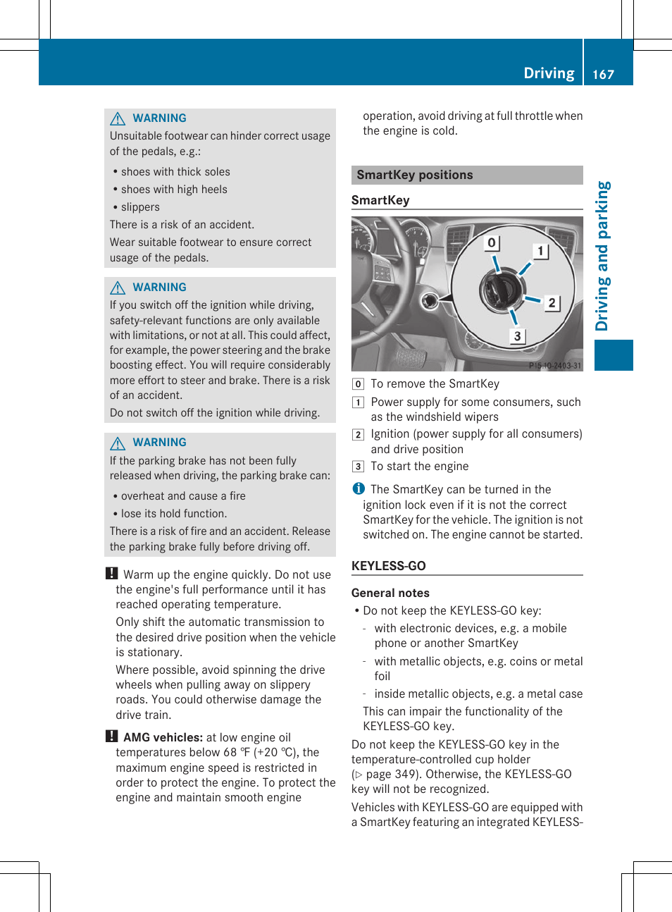 Drivi ng and parking, Driving | Mercedes-Benz GL-Class 2014 Owners Manual User Manual | Page 169 / 462