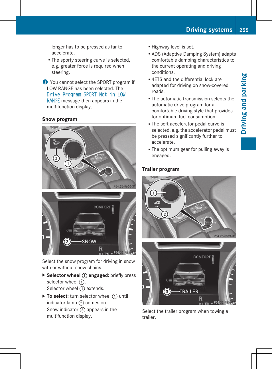Driving and parking, Driving systems | Mercedes-Benz GL-Class 2014 Owners Manual User Manual | Page 257 / 462
