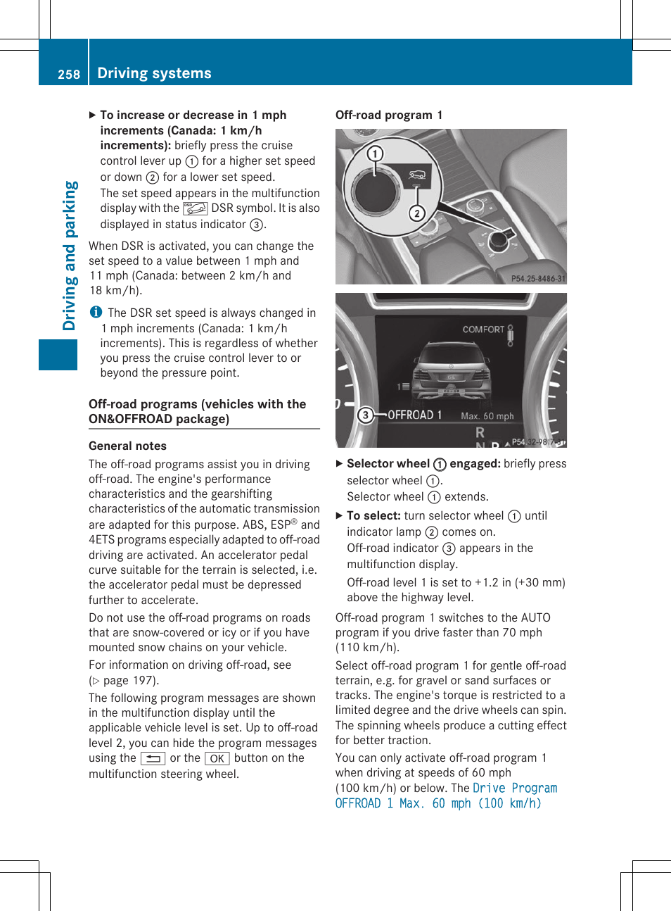 Dr ivi ng an d parki ng, Driving systems | Mercedes-Benz GL-Class 2014 Owners Manual User Manual | Page 260 / 462