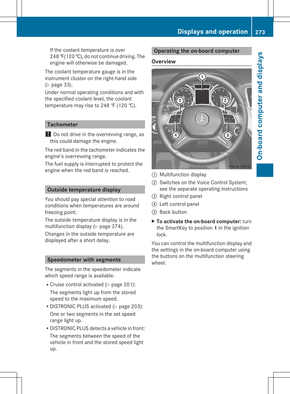 On-board computer and displays, Displays and operation | Mercedes-Benz GL-Class 2014 Owners Manual User Manual | Page 275 / 462