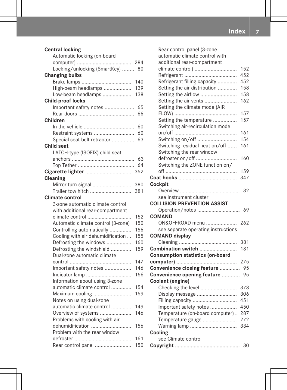 Index | Mercedes-Benz GL-Class 2014 Owners Manual User Manual | Page 9 / 462